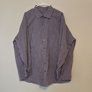 Geoffrey Beene Men's Purple Plaid Button Down Shirt